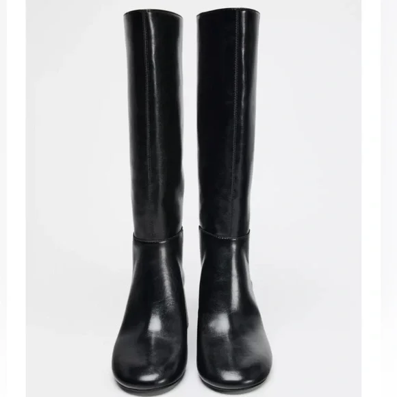 NWT Zara WIDE HEELED TOPSTITCHED BOOTS - Picture 3 of 15